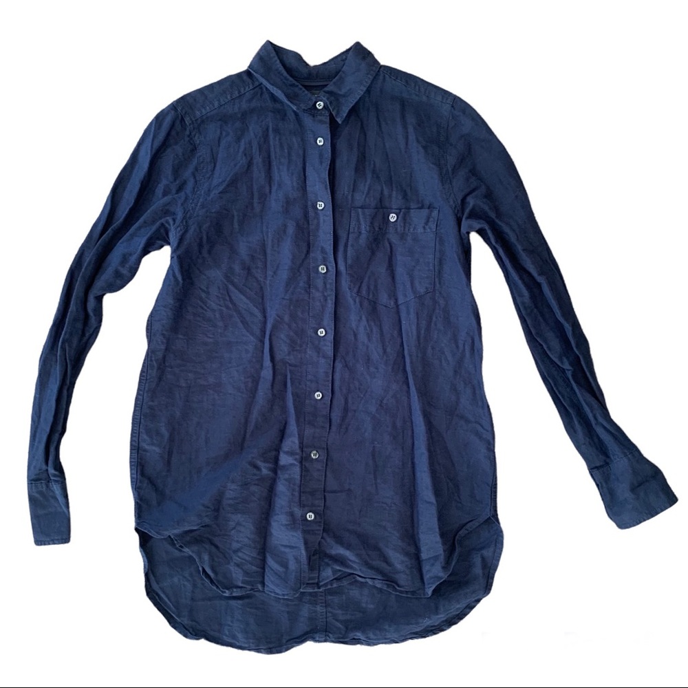 J. Crew Linen Blend Button Up Casual Top